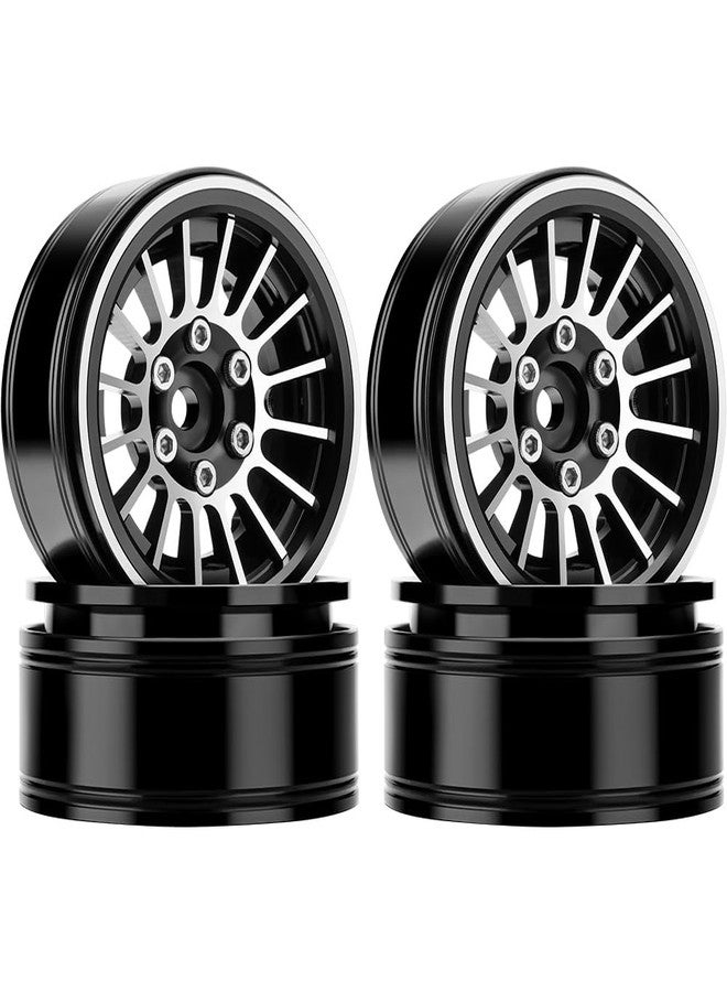 GLOBACT 1.9 Beadlock Wheels Metal 16-Spoke Wheel Rim Hub for 1:10 RC Crawler Axial SCX10 TRX4 TRX6 Redcat GEN7 GEN8 RC4WD D90 VS4-10(4Pcs Black) - Image 1